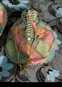 Elegant Red Potli pouch with Pearls