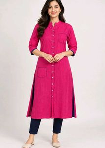 Stylish Pink Kurta with Contrast Trim