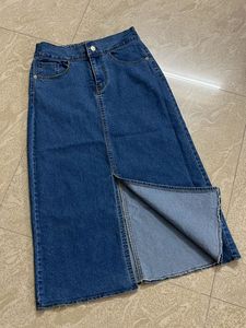 Blue Denim Midi Skirt