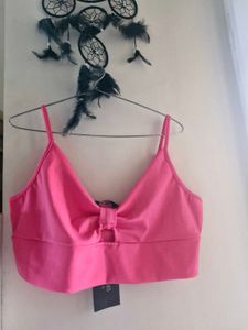 Hot Pink Bow Crop Top