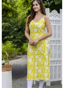 Vibrant Yellow Floral Kurta