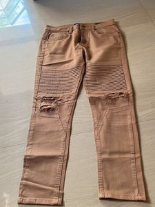 Men's Distressed Moto Jeans