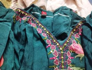 Elegant Teal Kurta Set with Floral Embroidery