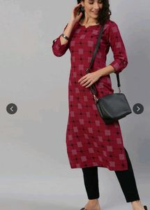 Maroon Geometric Print Long Kurta