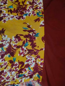 Sleeveless Mustard Yellow Floral Bodice &amp; Burgundy