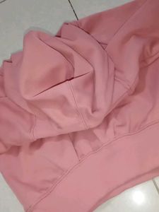 Pink Cropped V-Neck Hoodie