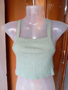 Ribbed Green Crop Top