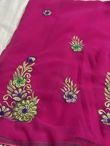 Vibrant Pink Embroidered Saree