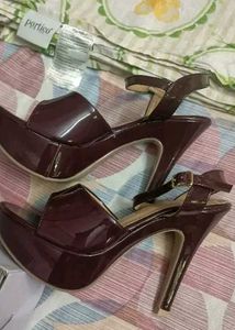 Maroon Patent Platform Heels