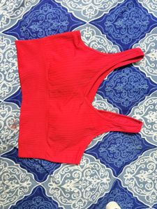 Red Ribbed Sports Bra❤️
