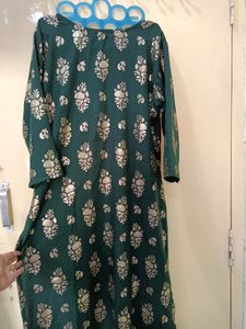 Its A New Suit With Gold Print (Bottle Green)