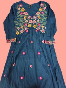Stunning Blue Embroidered Kurta Set with Dupatta