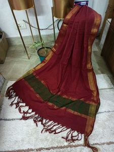 Dual Shade Handloom Cotton Kurta With Zari Border