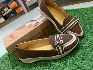"Stylish Black Loafers with Cream Trim all sizes