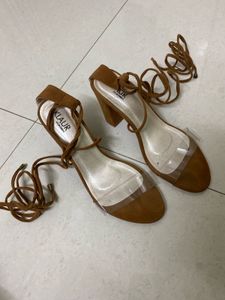 Stylish Brown Lace-Up Block Heels