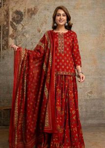 Beautiful Teal Floral Print Kurta Set