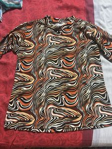 Trendy Abstract Print Long Sleeve Top