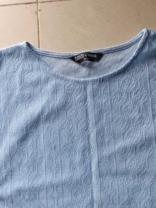 Baby Blue Textured Cropped Tee