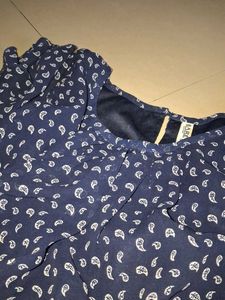 Navy Blue Printed Boho Top