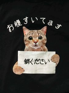 Cute Cat Graphic black T-Shirt