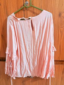 Flowy Pink Ruffled Sleeve Top
