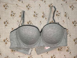 FREE DELIVERY!! Grey Padded Underwire Demi Cup Bra
