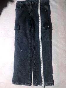 Men's Black Cargo Denim Jeans | Straight Fit | Mul