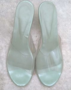 Mint Green Clear Block Heels