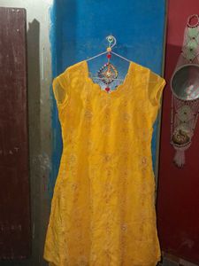 Yellow Embroidered patiala Kurta set