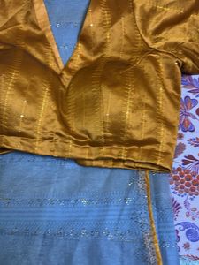 Elegant grye Saree with Mustard Blouse