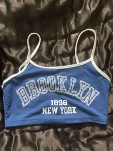 Blue Brooklyn Cropped Tank Top