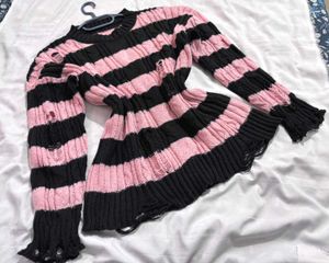 🎁Y2K Striped Distressed Sweater S