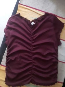 New chic Maroon Ruched Top