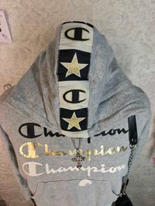 Y2K Cropped Champion Grey Hoodie
