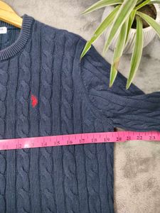 US Polo Cable Knit Pullover Sweater