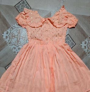 Cute Peach Party Dress with Sparkles