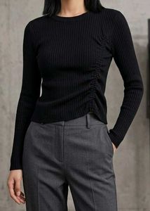 Black Ribbed Ruched Top
