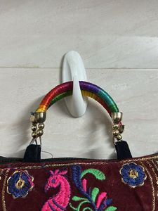 Boho Embroidered Peacock Clutch Bag