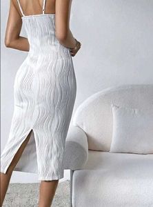 White Textured Bodycon Dress