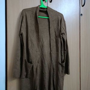 Women's Brown Longline Cardigan