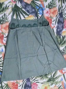 Green Lace Trim Cami Top