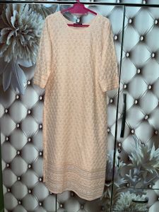 Elegant Peach Chikankari Kurta