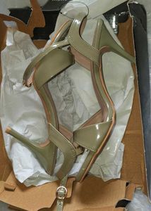Elegant Olive Green Strappy Heels