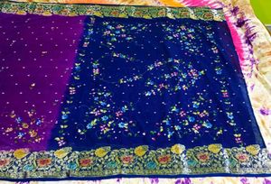 Purple Embroidered Party Wear Saree