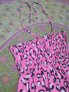 Cute Pink Leopard Print Smocked Dress