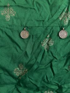 Green Sleeveless Kurta with Golden Print