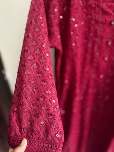 Maroon Embroidered Kurti