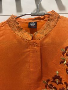 Orange Embroidered Kurta