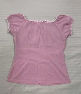 Cute Pink Puff Sleeve Top