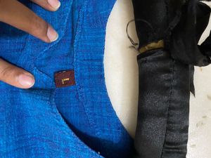 Blue short Kurta with white Pants